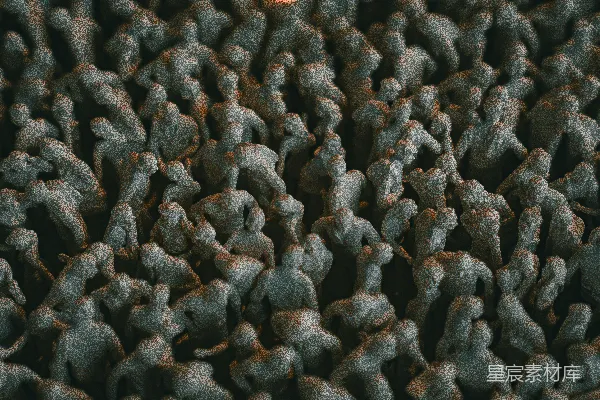 高清摄影 一群拥挤在一起的小灰人形人群。