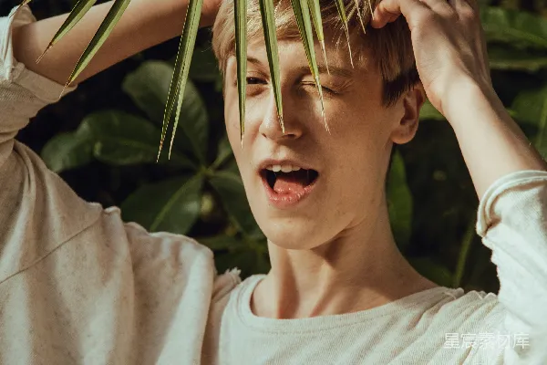 高清摄影 灰衬衫的女人靠近植物