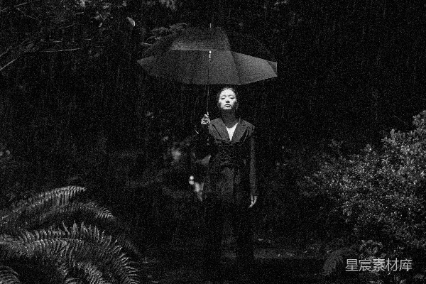 高清摄影 雨中撑伞的女人