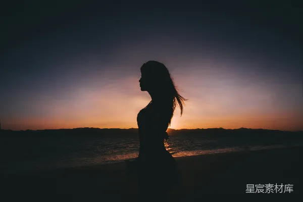 高清摄影 海边女人的轮廓摄影