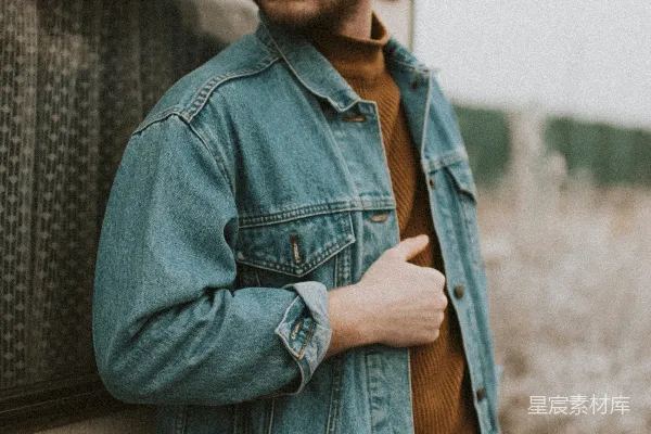 高清摄影 蓝 denim 衬衫的男人