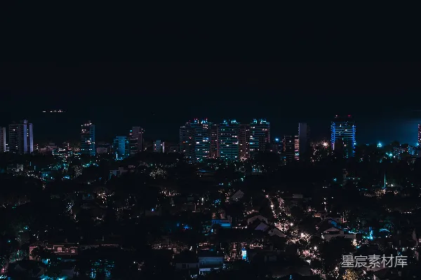 高清摄影 夜幕下的城市建筑群 aerial view of city buildings during night time