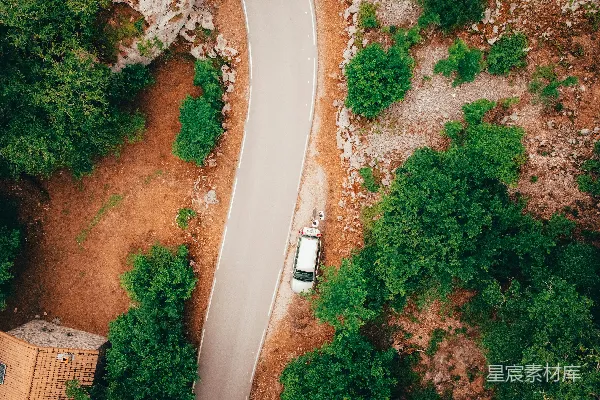 高清摄影 一棵树和一栋建筑的道路