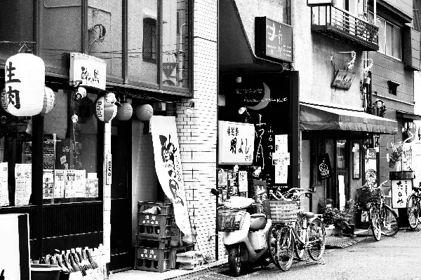 高清摄影 灰度照片的店铺门面