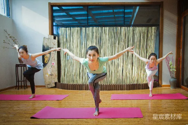 高清摄影 两名身穿粉红色上衣和粉红色紧身 leggings 的女人在做瑜伽。