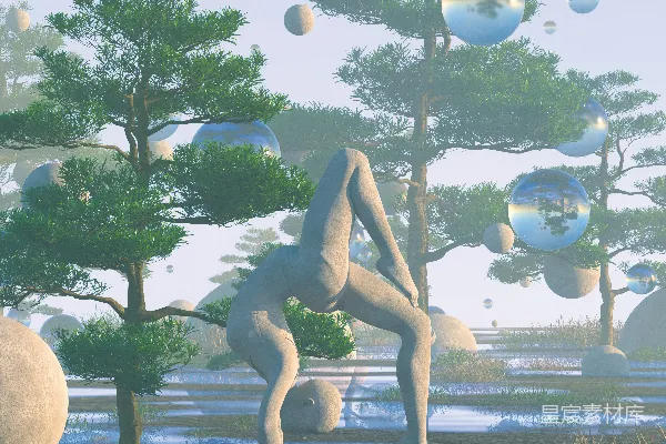 高清摄影 一幅数字绘画中，一个人正在做瑜伽姿势