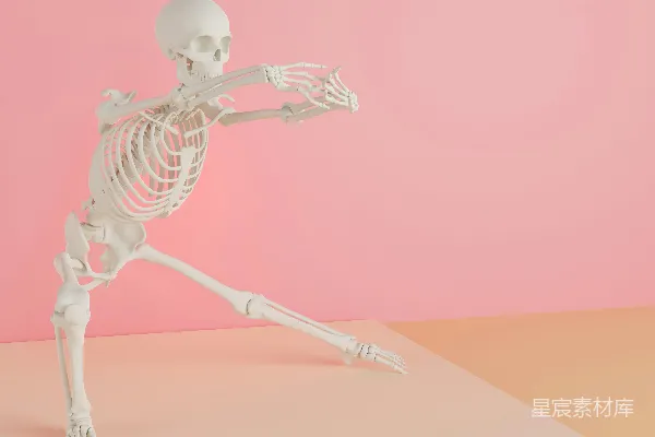 高清摄影 粉色背景上，一个 Skeleton 正在跳舞。