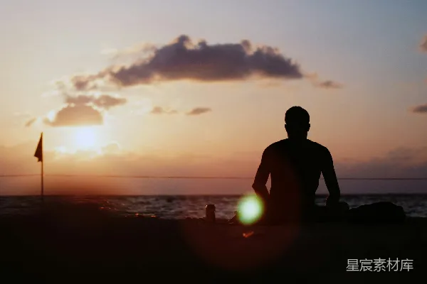 高清摄影 海边人的轮廓