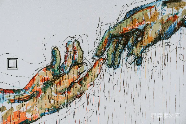高清摄影 两只人类的手在作画