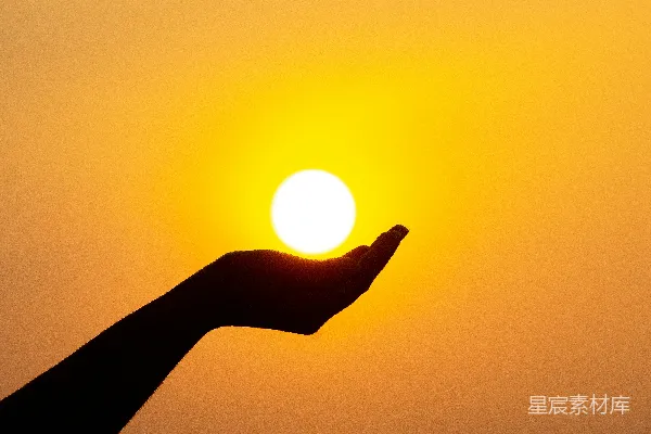 高清摄影 夕阳下人的手的轮廓