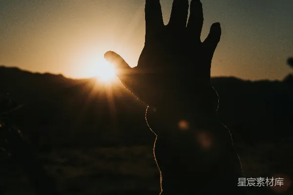 高清摄影 夕阳下人的 silhouette 手部轮廓