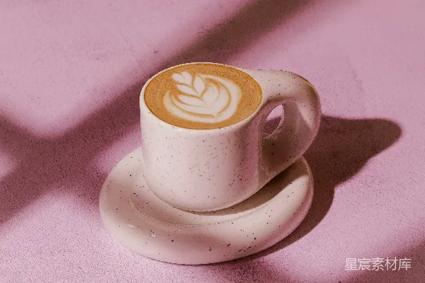 高清摄影 一份带有拉花的咖啡小杯。