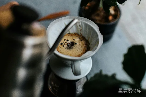 高清摄影 桌子上一杯咖啡，旁边有一只狗。