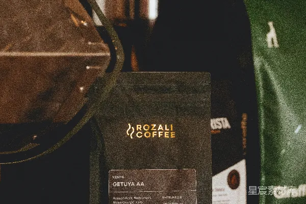 高清摄影 一袋罗莎尼咖啡豆的背景是咖啡豆。