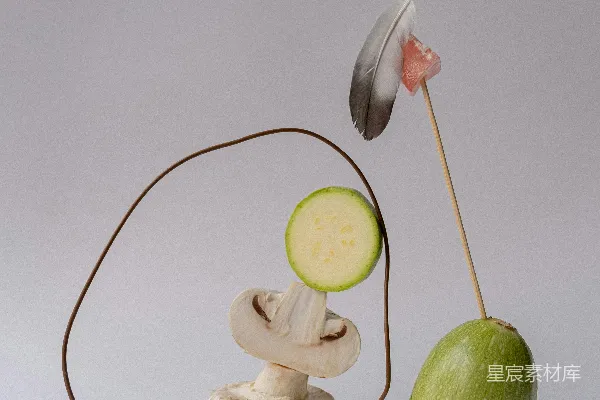 高清摄影 食物与羽毛的静物摆设