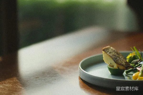 高清摄影 白瓷盘中切片面包
