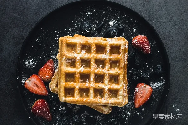 高清摄影 草莓 square waffle