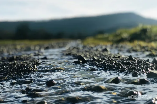 高清摄影 河里的水流动着