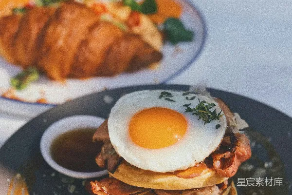高清摄影 煎饼和鸡蛋煎至一面