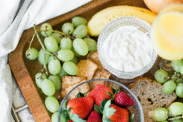 高清摄影 各种水果配蘸料的盘子