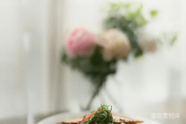 高清摄影 在白色陶瓷盘中烹煮食物
