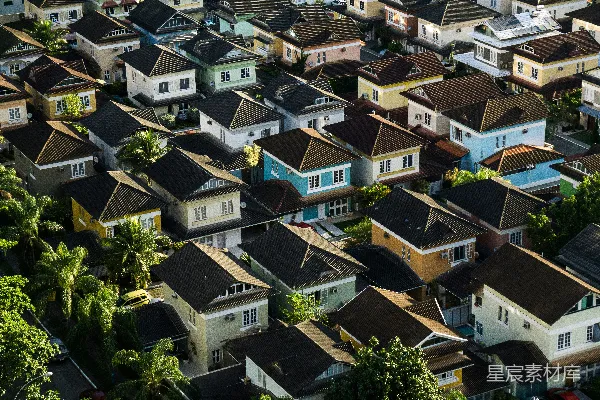 高清摄影 郊区住宅区的空中俯视