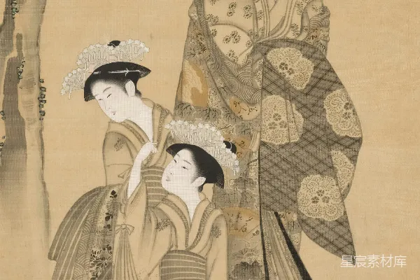 高清摄影 一幅画中有两个孩子和一个女人。