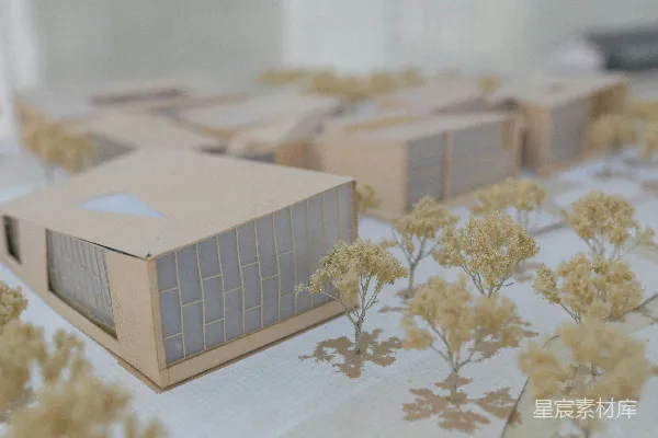 高清摄影 白色和棕色的小型建筑模型