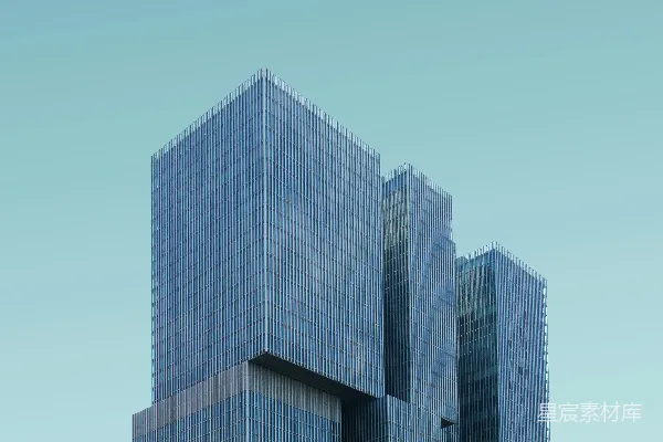 高清摄影 蓝绿色的高层建筑