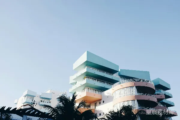 高清摄影 白天的多色高层建筑