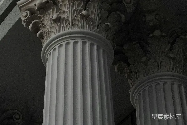 高清摄影 一张建筑物背景下的白色柱子的特写。