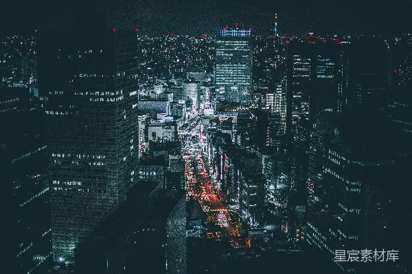 高清摄影 城市天际线的夜间航拍