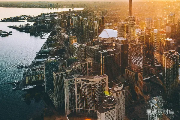 高清摄影 黄金时段拍摄的城市航拍照片