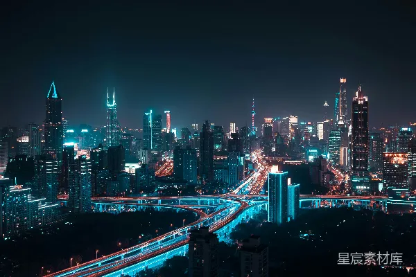 高清摄影 夜间拍摄灯光城市建筑的航拍照片