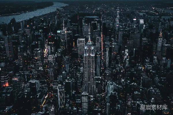 高清摄影 夜晚城市天际线的航拍照片