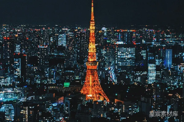 高清摄影 巴黎埃菲尔铁塔在夜间时的景象
