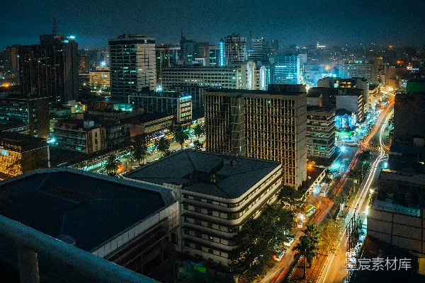 高清摄影 从建筑物顶部俯瞰城市的夜景