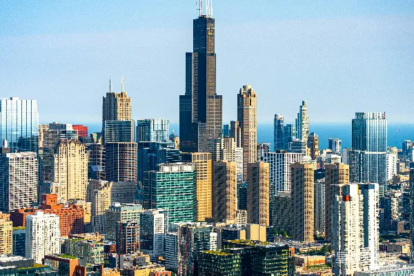 高清摄影 一座大城市全景，高楼林立。
