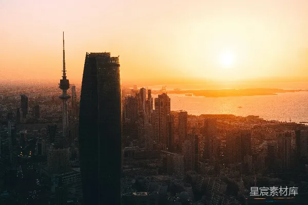 高清摄影 日出时的高层建筑