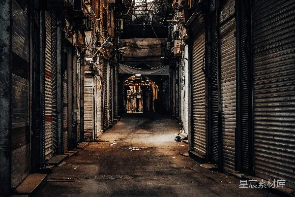 高清摄影 灰色百叶门店的景色