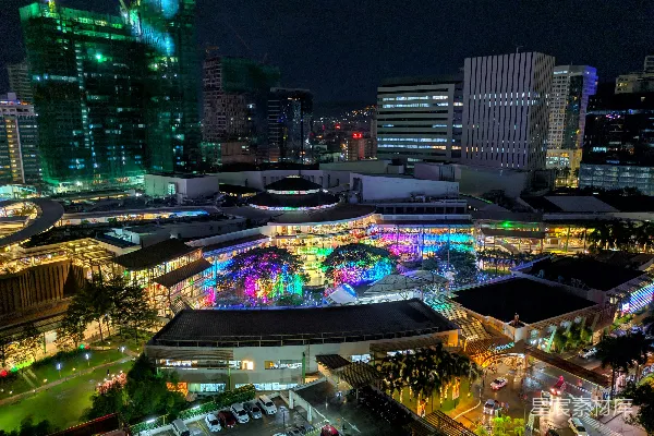 高清摄影 灯火通明的建筑物俯视图