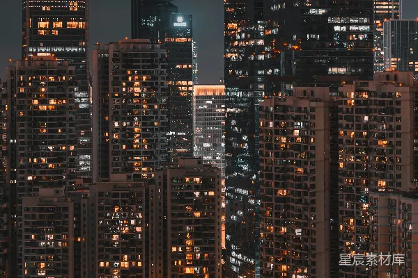 高清摄影 夜晚从建筑物顶部俯瞰城市景色