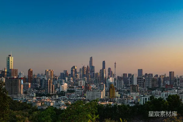 高清摄影 从山上俯瞰城市景色