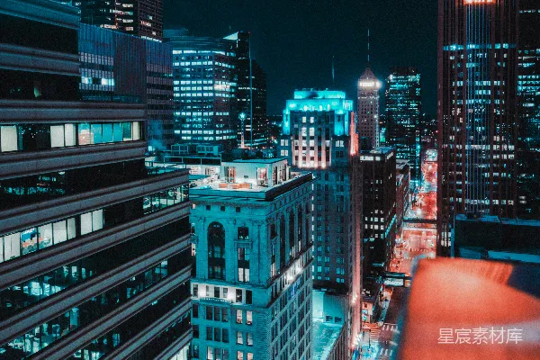 高清摄影 城市建筑物在夜间