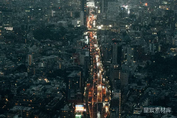 高清摄影 夜晚从高楼顶上俯瞰城市的景色