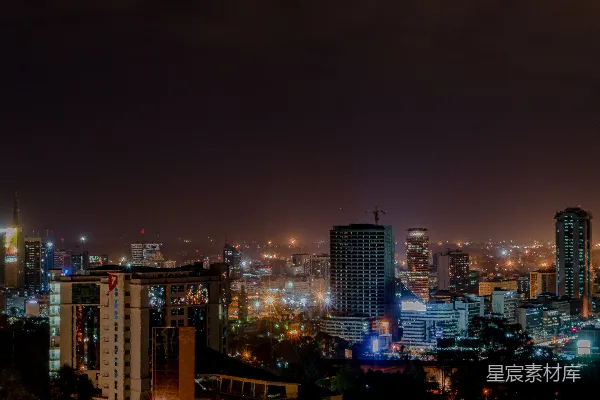 高清摄影 城市的天际线点亮了漆黑的夜空。