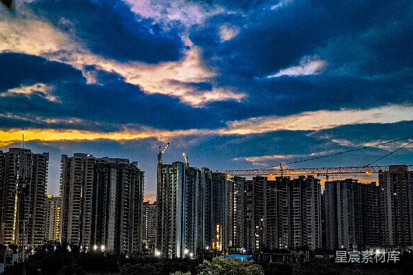 高清摄影 从远处看夜晚的城市景色