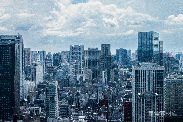 高清摄影 从建筑物顶部俯瞰城市景色。