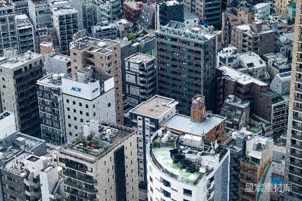 高清摄影 一座城市的航拍视角，高楼林立。