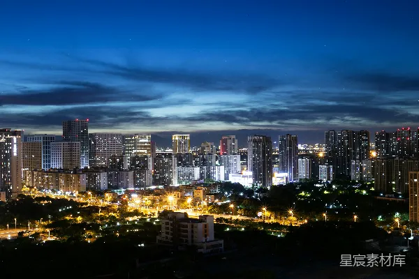 高清摄影 从山顶俯瞰夜晚的城市景色